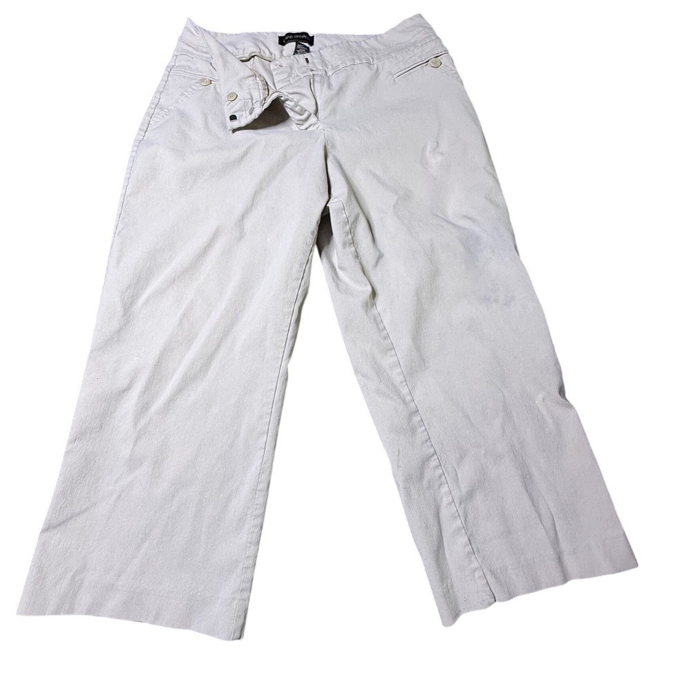 Lane Bryant Womens Size 14 Tan Khaki Cropped‎ Pants Wide Leg Stretch Rayon Blend